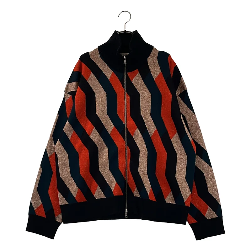 DRIES VAN NOTEN / ドリスヴァンノッテン | 2023AW | ウール ラメ ジオメトリック ドライバーズニット | M | メンズ