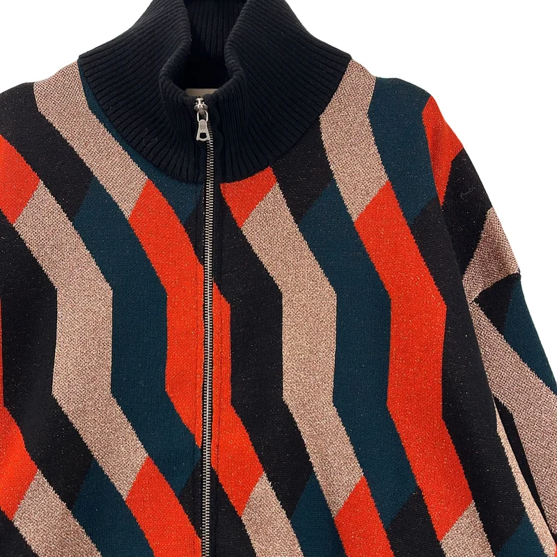 DRIES VAN NOTEN / ドリスヴァンノッテン | 2023AW | ウール ラメ ジオメトリック ドライバーズニット | M | メンズ
