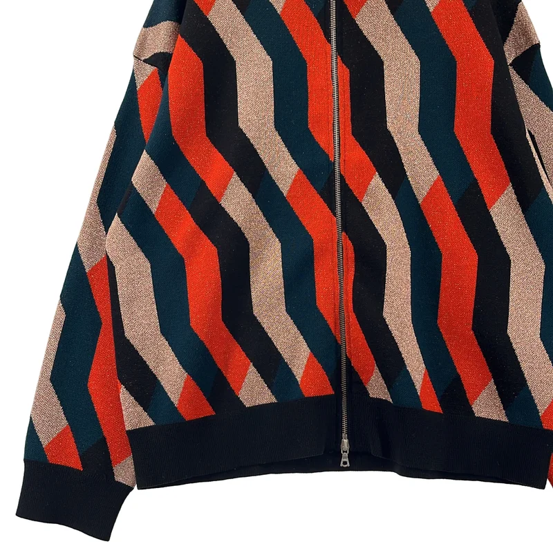 DRIES VAN NOTEN / ドリスヴァンノッテン | 2023AW | ウール ラメ ジオメトリック ドライバーズニット | M | メンズ