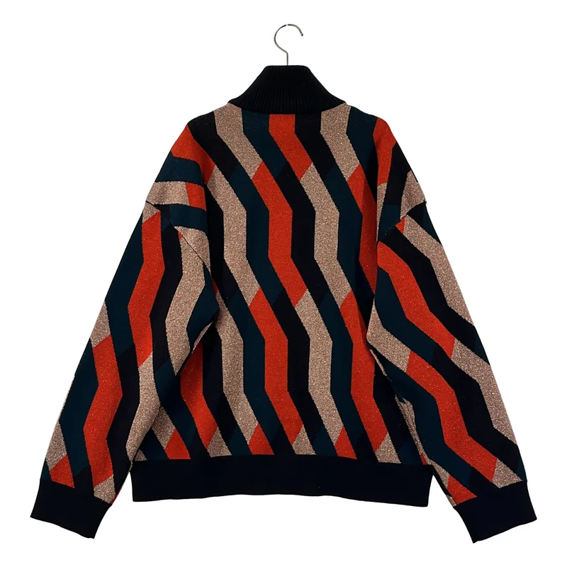 DRIES VAN NOTEN / ドリスヴァンノッテン | 2023AW | ウール ラメ ジオメトリック ドライバーズニット | M | メンズ