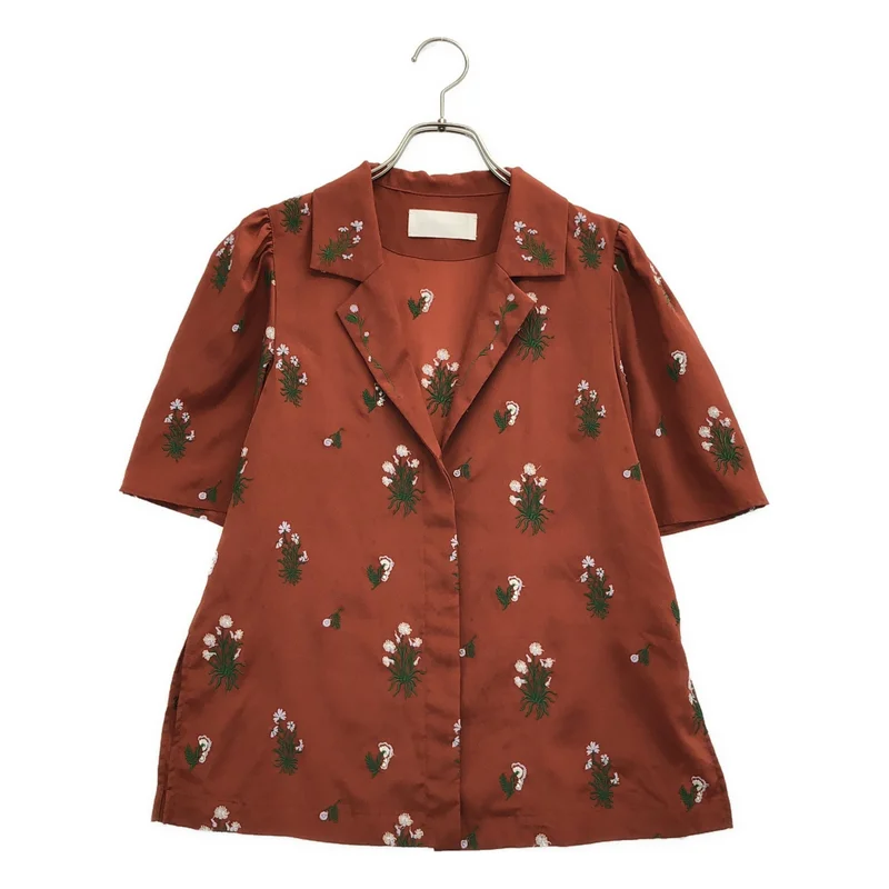 Mame Kurogouchi / マメクロゴウチ | Pedicel Embroidery Open-Necked Shirt フローラルエンブロイダリーオープンカラーシャツ | 2 | レディース