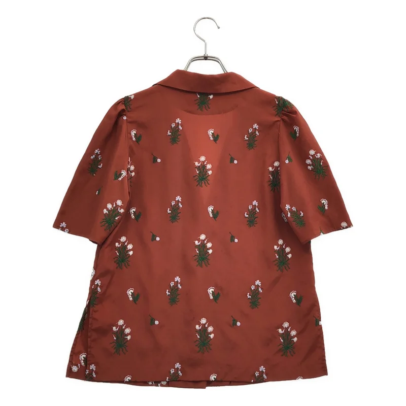 Mame Kurogouchi / マメクロゴウチ | Pedicel Embroidery Open-Necked Shirt フローラルエンブロイダリーオープンカラーシャツ | 2 | レディース