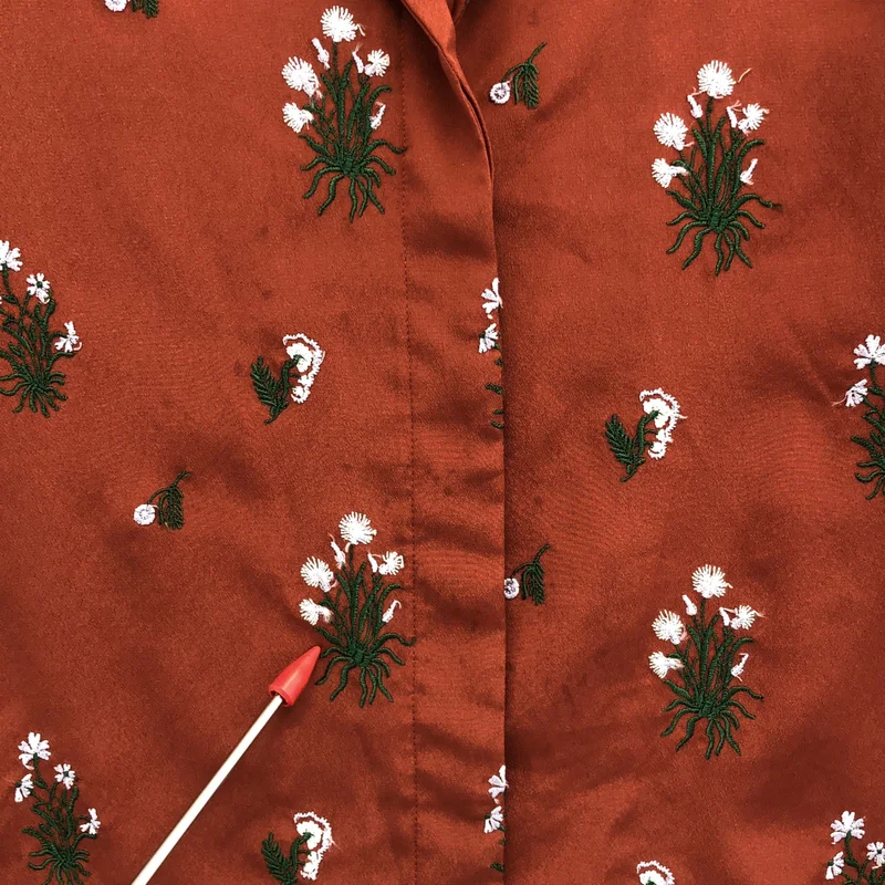 Mame Kurogouchi / マメクロゴウチ | Pedicel Embroidery Open-Necked Shirt フローラルエンブロイダリーオープンカラーシャツ | 2 | レディース