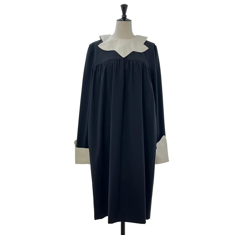 MM6 Maison Margiela / エムエムシックスメゾンマルジェラ | ウール混 変形襟 ギャザーワンピース | 38 | レディース