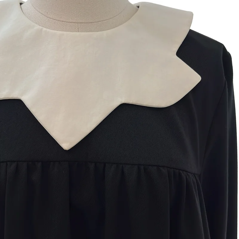 MM6 Maison Margiela / エムエムシックスメゾンマルジェラ | ウール混 変形襟 ギャザーワンピース | 38 | レディース