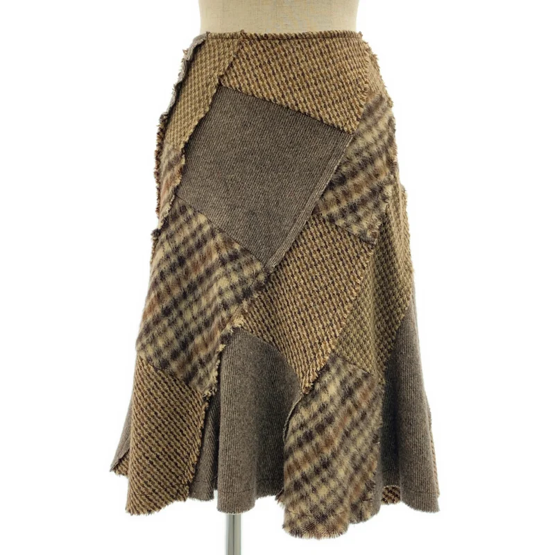 tricot COMME des GARCONS / トリココムデギャルソン | 2005AW | ウール 捩れ パッチワーク バックジップ スカート / 総裏地 | M | レディース