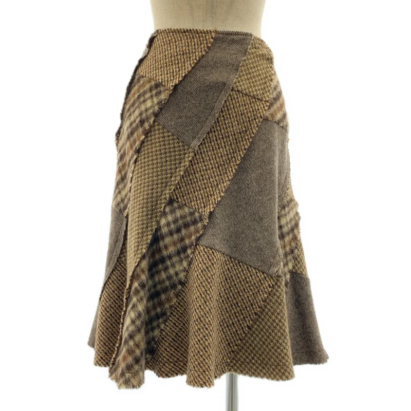 tricot COMME des GARCONS / トリココムデギャルソン | 2005AW | ウール 捩れ パッチワーク バックジップ スカート / 総裏地 | M | レディース