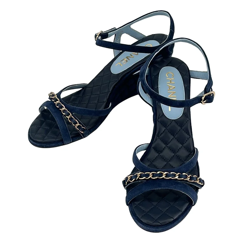CHANEL / シャネル | スウェードレザー チェーン ココマーク サンダル | 37 1/2 | レディース
