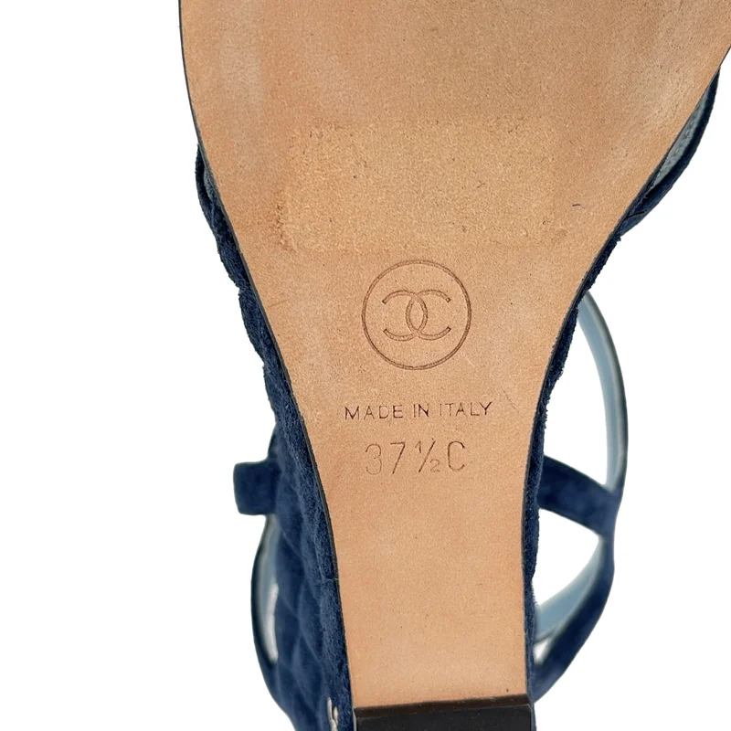 CHANEL / シャネル | スウェードレザー チェーン ココマーク サンダル | 37 1/2 | レディース