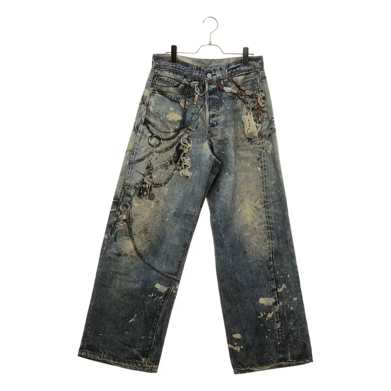 Acne Studios / アクネストゥディオズ | 1981M トロンプルイユ キーチェーンプリント ルーズフィットデニムパンツ | 46 | メンズ