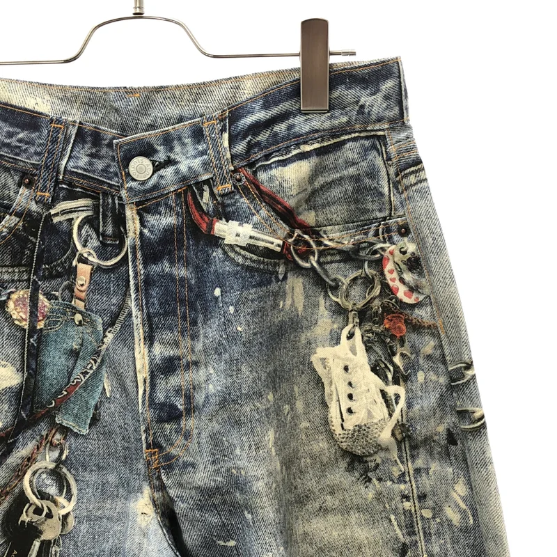 Acne Studios / アクネストゥディオズ | 1981M トロンプルイユ キーチェーンプリント ルーズフィットデニムパンツ | 46 | メンズ