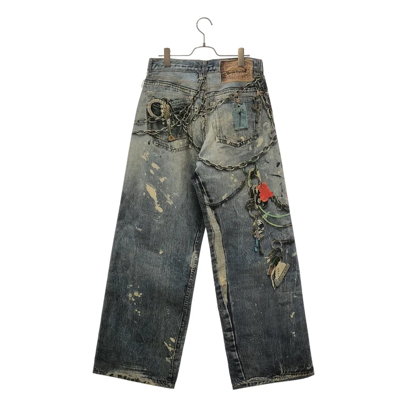 Acne Studios / アクネストゥディオズ | 1981M トロンプルイユ キーチェーンプリント ルーズフィットデニムパンツ | 46 | メンズ