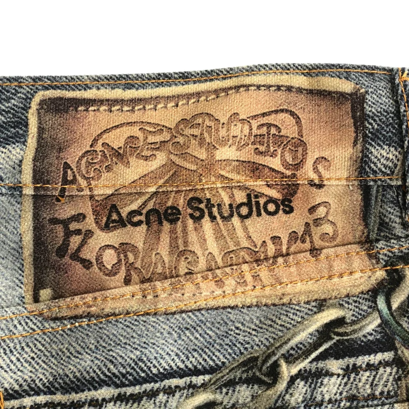 Acne Studios / アクネストゥディオズ | 1981M トロンプルイユ キーチェーンプリント ルーズフィットデニムパンツ | 46 | メンズ