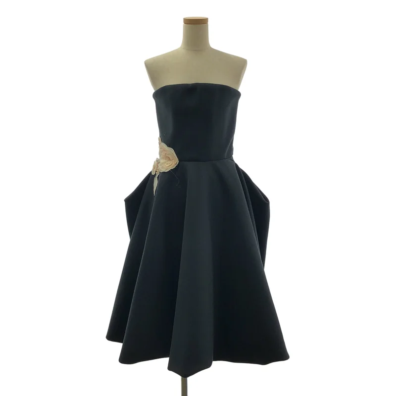 LANVIN / ランバン | ウール混 フラワーコサージュ バックジップ キャミワンピース | 34 | レディース