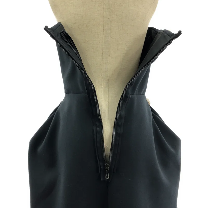 LANVIN / ランバン | ウール混 フラワーコサージュ バックジップ キャミワンピース | 34 | レディース