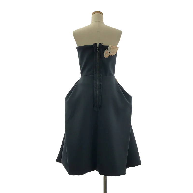 LANVIN / ランバン | ウール混 フラワーコサージュ バックジップ キャミワンピース | 34 | レディース