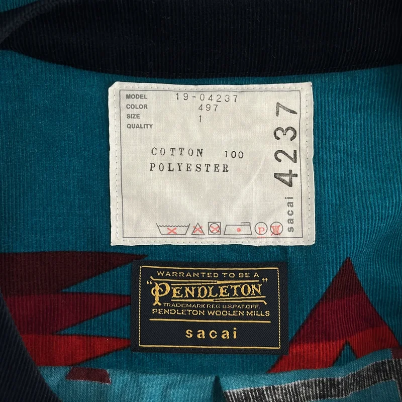 sacai / サカイ | × pendleton コーデュロイ ポケットサイドジッププリーツ トップス | 1 | レディース