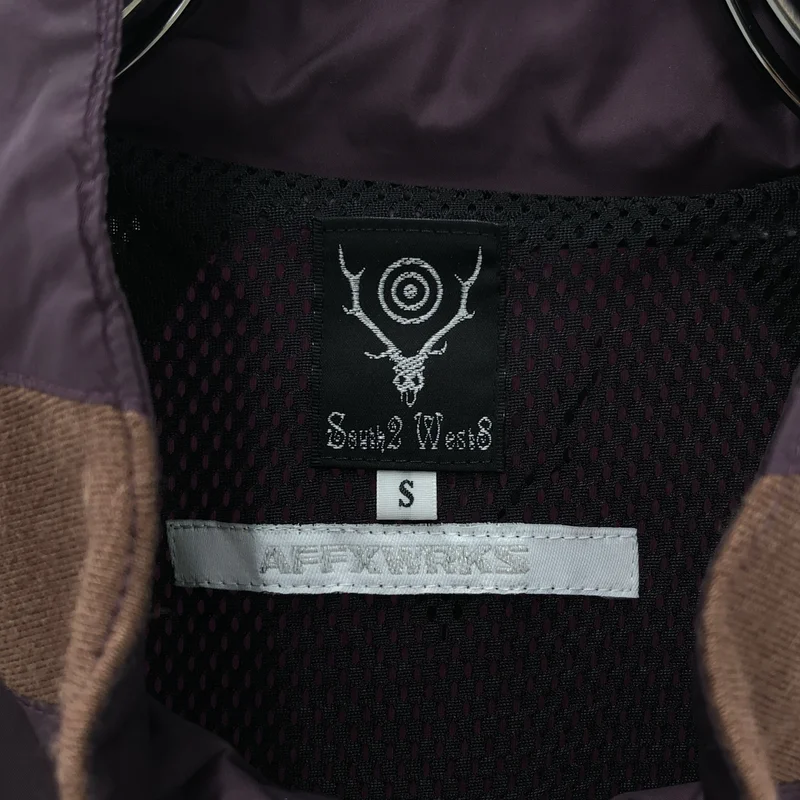 【美品】  South2West8 S2W8 / サウスツーウエストエイト | ×AFFXWRKS / 異素材切替 ロゴプリント トラックジャケット | S | パープル/ブラウン | メンズ South2West8 S2W8 / サウスツーウエストエイト | ×AFFXWRKS / 異素材