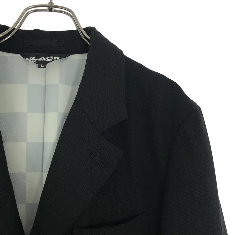 BLACK COMME des GARCONS / ブラックコムデギャルソン | 2023SS | ウール混 シワ加工 チェックレイヤード テーラードジャケット | L | メンズ