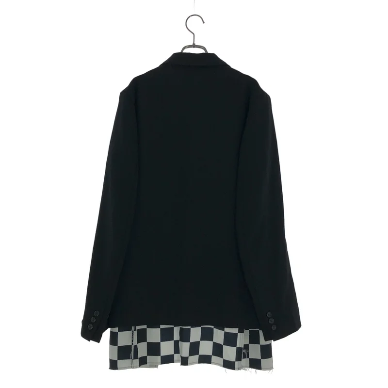 BLACK COMME des GARCONS / ブラックコムデギャルソン | 2023SS | ウール混 シワ加工 チェックレイヤード テーラードジャケット | L | メンズ