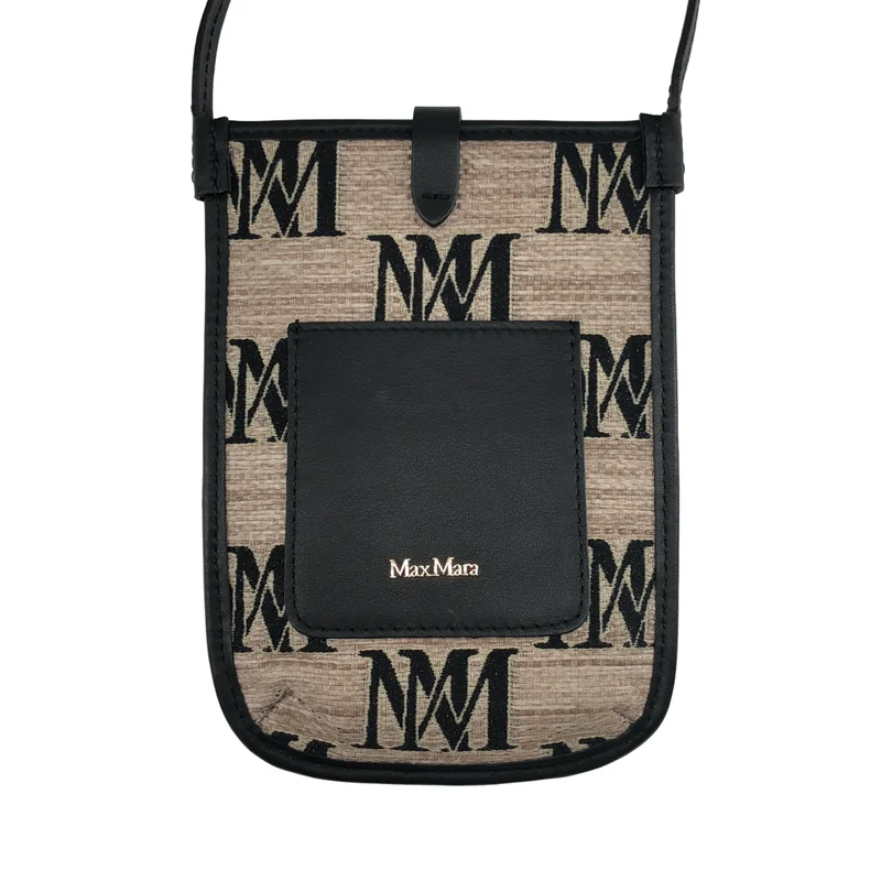 Max Mara / マックスマーラ | レザー ラフィア ロゴ刺しゅう ショルダーポシェット |