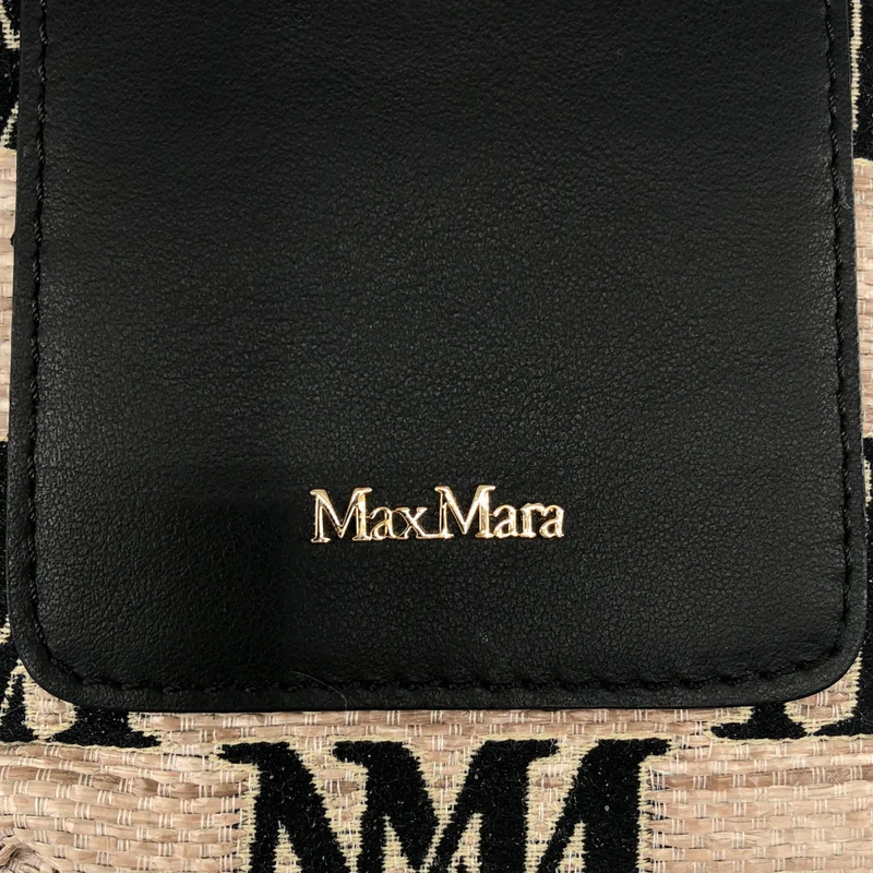 Max Mara / マックスマーラ | レザー ラフィア ロゴ刺しゅう ショルダーポシェット |