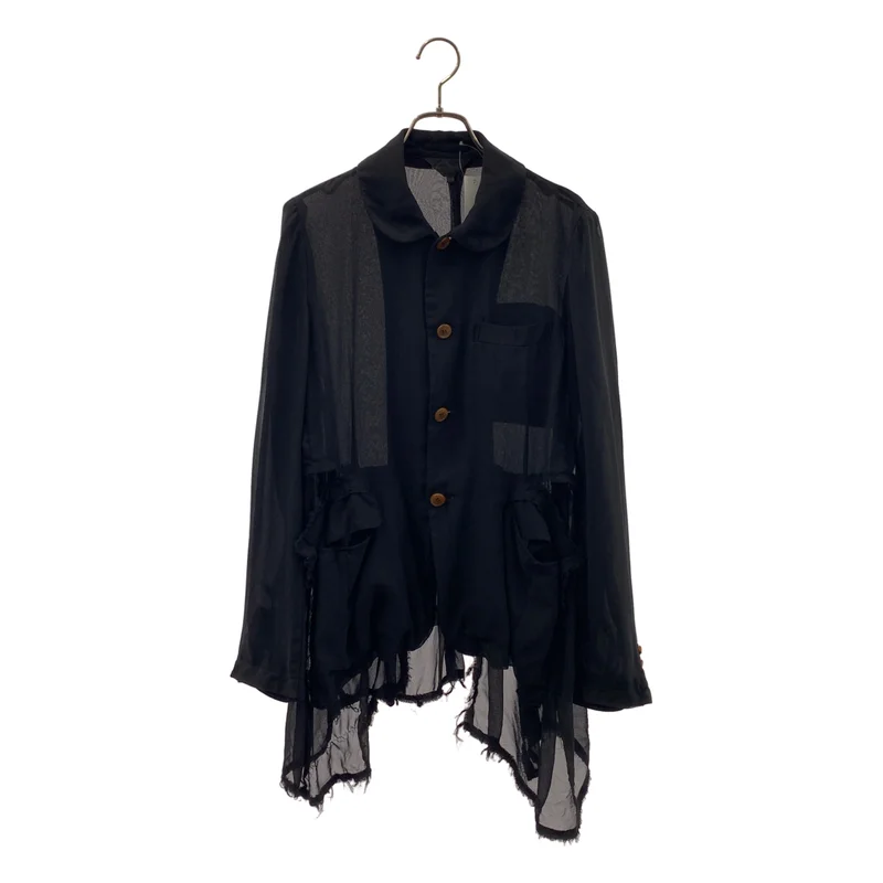 COMME des GARCONS / コムデギャルソン | 2018AW | ポリエステル 変形 シアー ドッキング カットオフ 丸襟  ジャケット | S | レディース