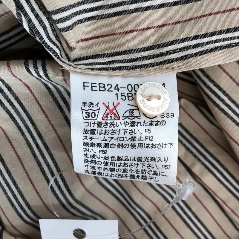 BURBERRY LONDON / バーバリーロンドン | コットン ストライプ ロゴ刺しゅう オープンカラー 七分袖シャツ | 15 | レディース