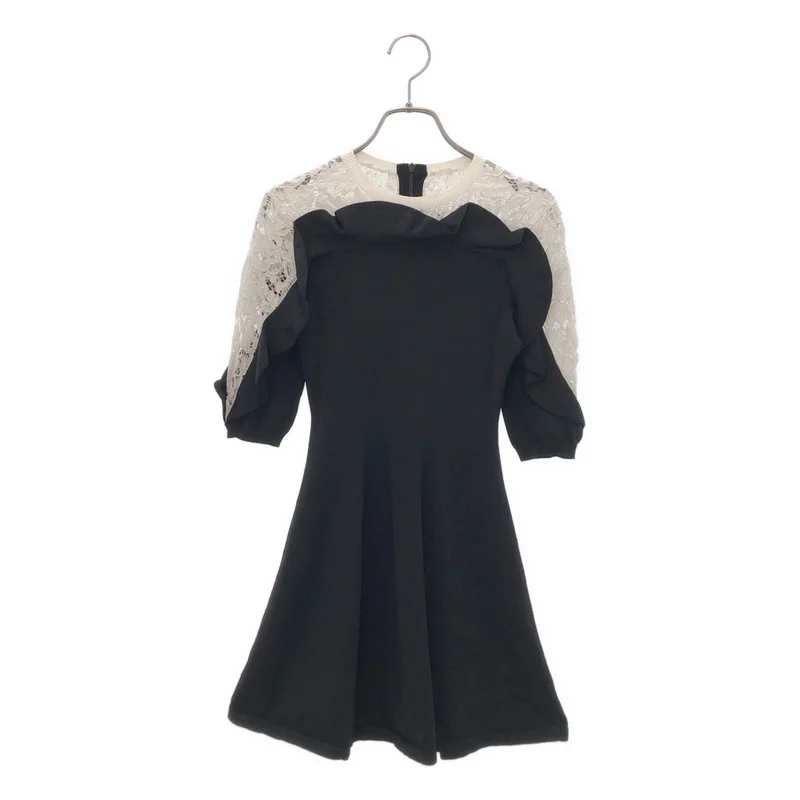 VALENTINO / ヴァレンティノ | コットン混 レース切り替え ハーフスリーブ ミニドレス | 1 | レディース
