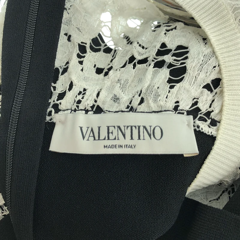 VALENTINO / ヴァレンティノ | コットン混 レース切り替え ハーフスリーブ ミニドレス | 1 | レディース