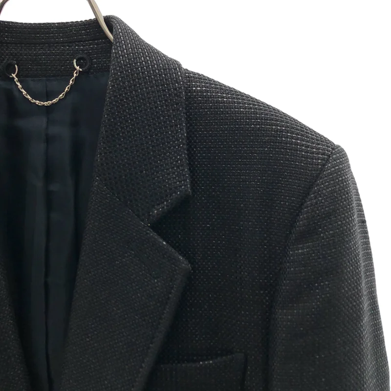 BALENCIAGA / バレンシアガ | 2008AW | コットン レーヨン混 ツイード チェスターコート | 46 | ブラック | メンズ BALENCIAGA / バレンシアガ | 2008AW | コットン レーヨン混 ツイード