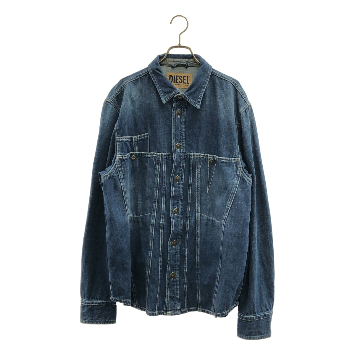 DIESEL / ディーゼル | コットン ステッチ デニム シャツ | M | インディゴ | レディース DIESEL / ディーゼル | コットン ステッチ デニム シャツ | M