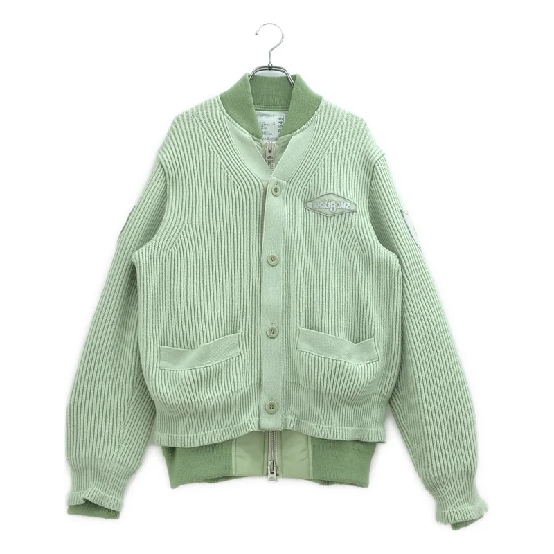 sacai / サカイ | 2024AW | × Mark Gonzales Gonz / Multi Patch Nylon Twill Knit Cardigan / ウール混 ナイロンツイル ニットカーディガン ジャケット | 1 | メンズ