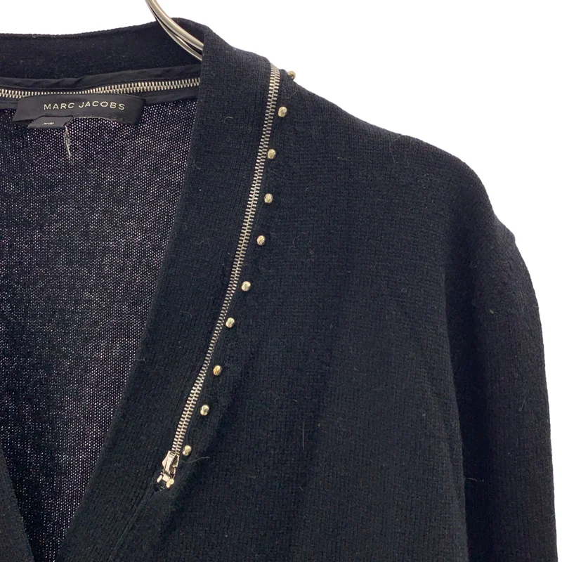 MARC JACOBS / マークジェイコブス | Zip Design Cardigan / ウール ビジュー 装飾 ジップ ニット カーディガン | XS | レディース