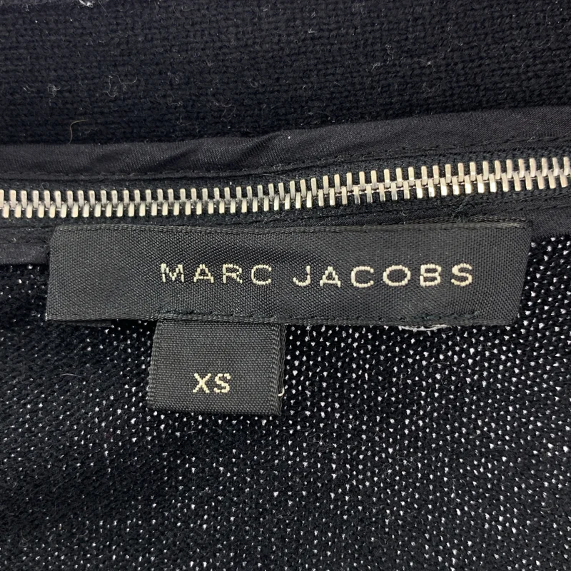 MARC JACOBS / マークジェイコブス | Zip Design Cardigan / ウール ビジュー 装飾 ジップ ニット カーディガン | XS | レディース