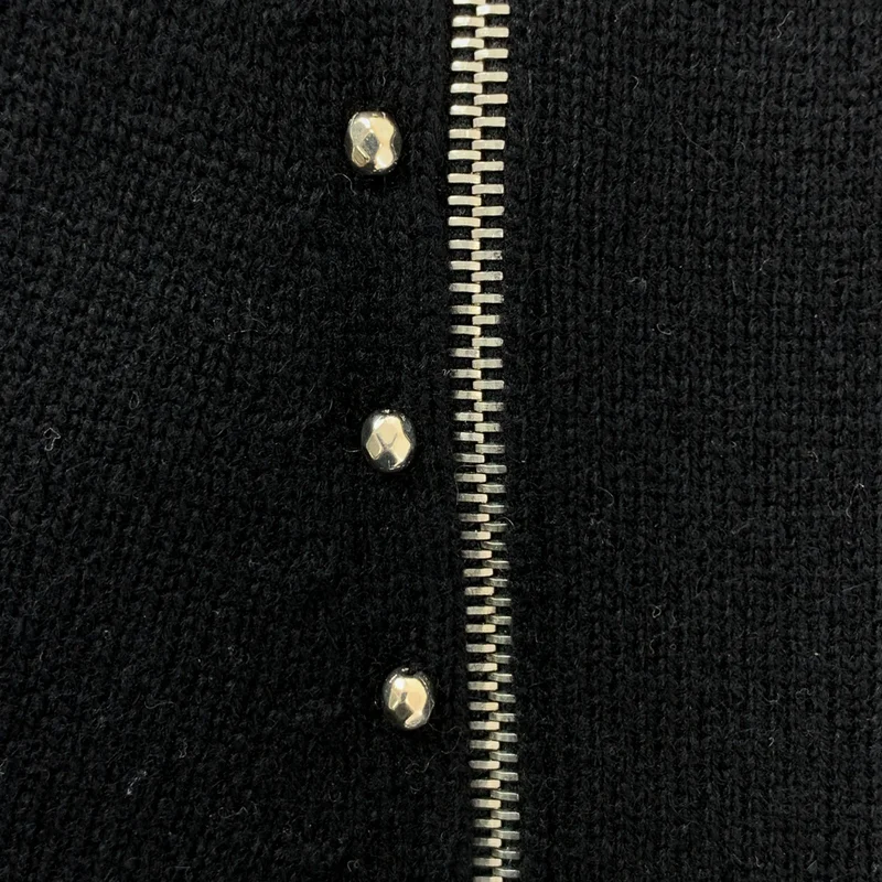 MARC JACOBS / マークジェイコブス | Zip Design Cardigan / ウール ビジュー 装飾 ジップ ニット カーディガン | XS | レディース