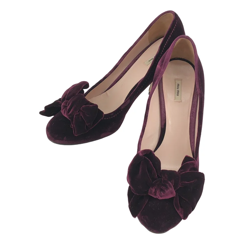 miu miu / ミュウミュウ | ベルベット リボン ハイヒール パンプス | 37 1/2 | レディース