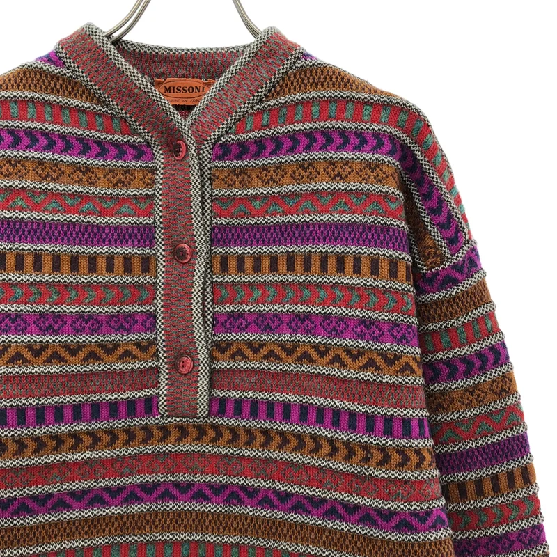 MISSONI / ミッソーニ | ウール エスニック マルチボーダー ヘンリーネックニット |