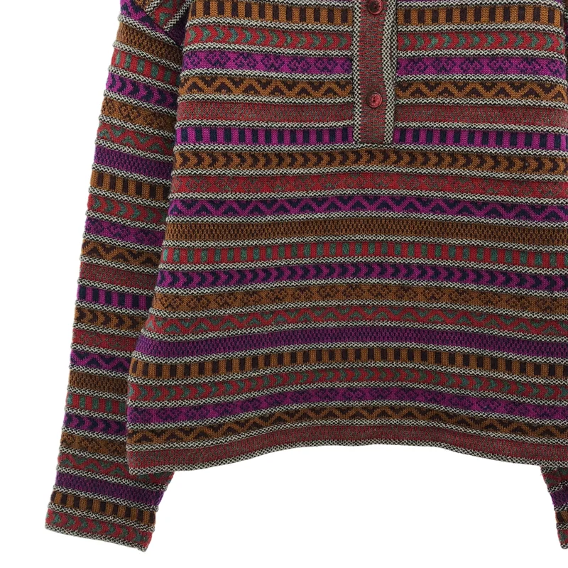 MISSONI / ミッソーニ | ウール エスニック マルチボーダー ヘンリーネックニット |