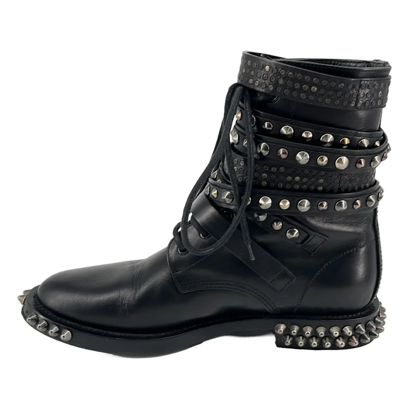 SAINT LAURENT PARIS / サンローランパリ | 2015SS | エディ期 レザー 5ベルト スタッズ ハイカットブーツ | 38 | レディース