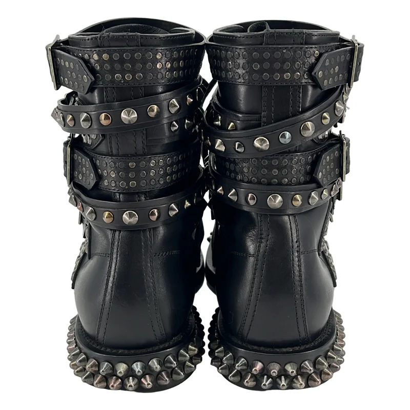 SAINT LAURENT PARIS / サンローランパリ | 2015SS | エディ期 レザー 5ベルト スタッズ ハイカットブーツ | 38 | レディース