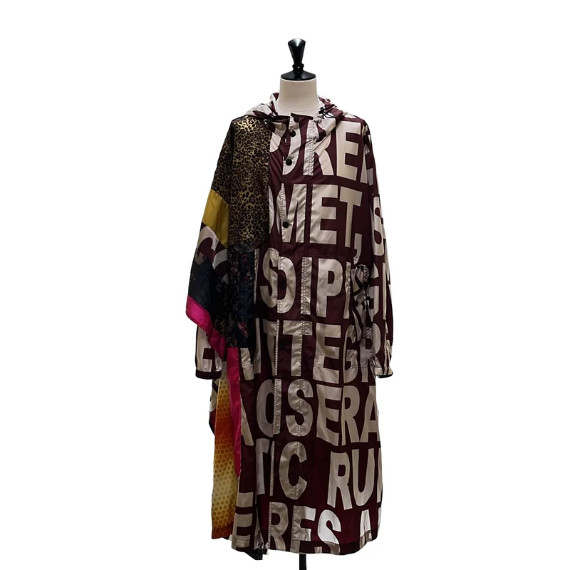 DRIES VAN NOTEN / ドリスヴァンノッテン | 2023SS | VOYASS PATCH 6096 M.W.JACKET / パッチワーク 総柄 ロングジャケットポンチョ | M | メンズ