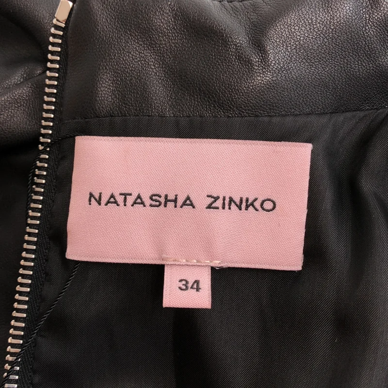 NATASHA ZINKO / ナターシャジンコ | フェイクレザー フリル ワンピース | 34 | レディース