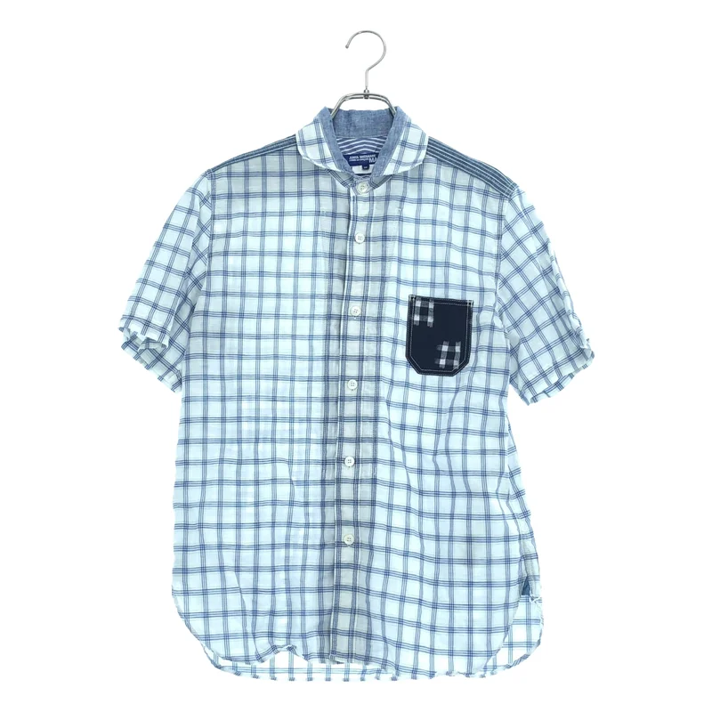 JUNYA WATANABE COMME des GARCONS MAN / ジュンヤワタナベコムデギャルソンマン | 2015SS | コットン リネン チェック 切替 オープンカラーシャツ | M | メンズ