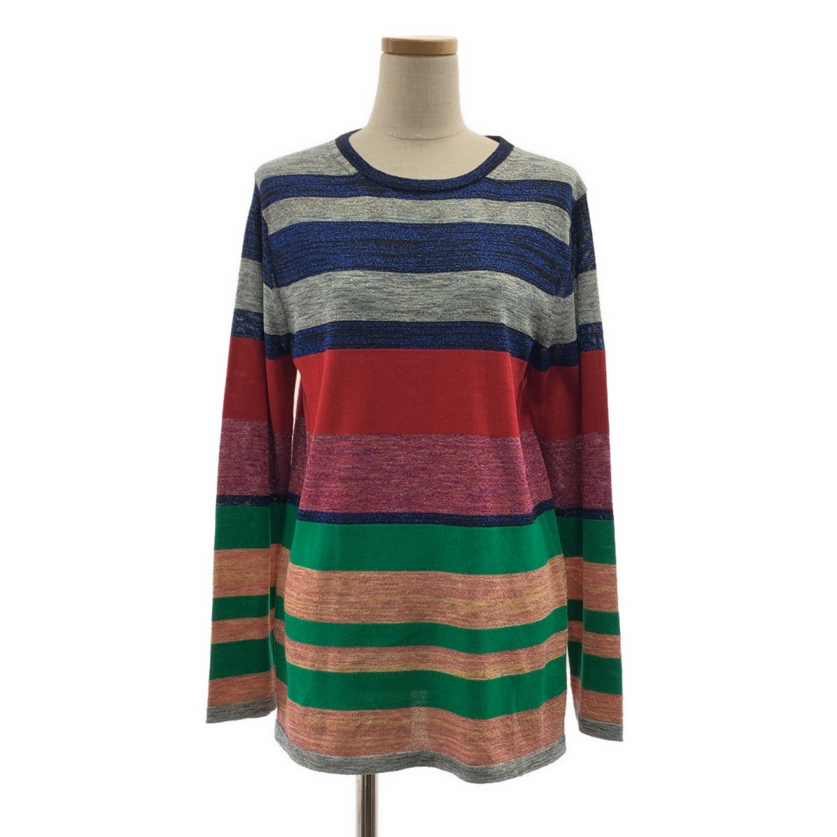 【美品】  DRIES VAN NOTEN / ドリスヴァンノッテン | コットン ビスコース ボーダー ニット セーター | S | マルチカラー | レディース DRIES VAN NOTEN / ドリスヴァンノッテン | コットン ビスコース