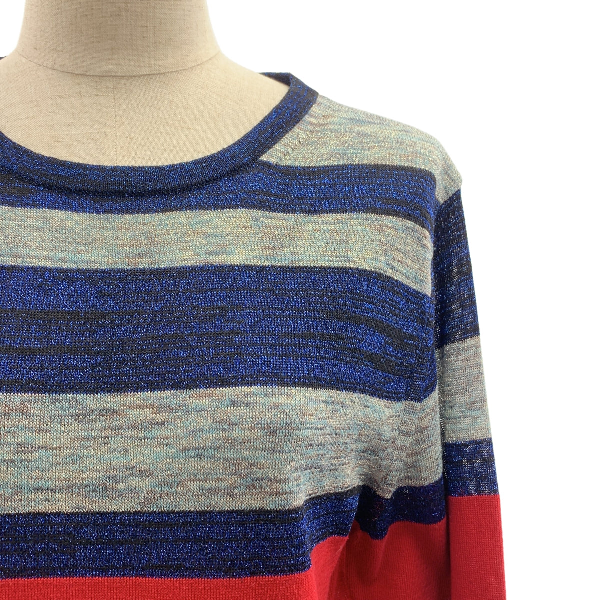 【美品】  DRIES VAN NOTEN / ドリスヴァンノッテン | コットン ビスコース ボーダー ニット セーター | S | マルチカラー | レディース DRIES VAN NOTEN / ドリスヴァンノッテン | コットン ビスコース