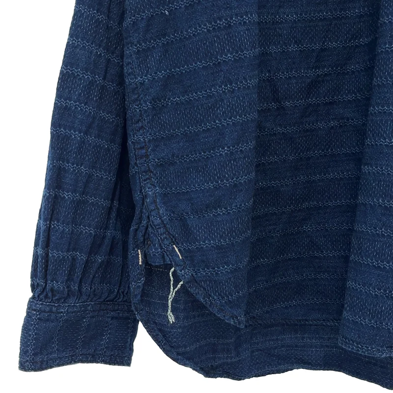 POST O'ALLS / ポストオーバーオールズ | De Luxe Jacquard Indigo ジャガード シャツ | L | メンズ
