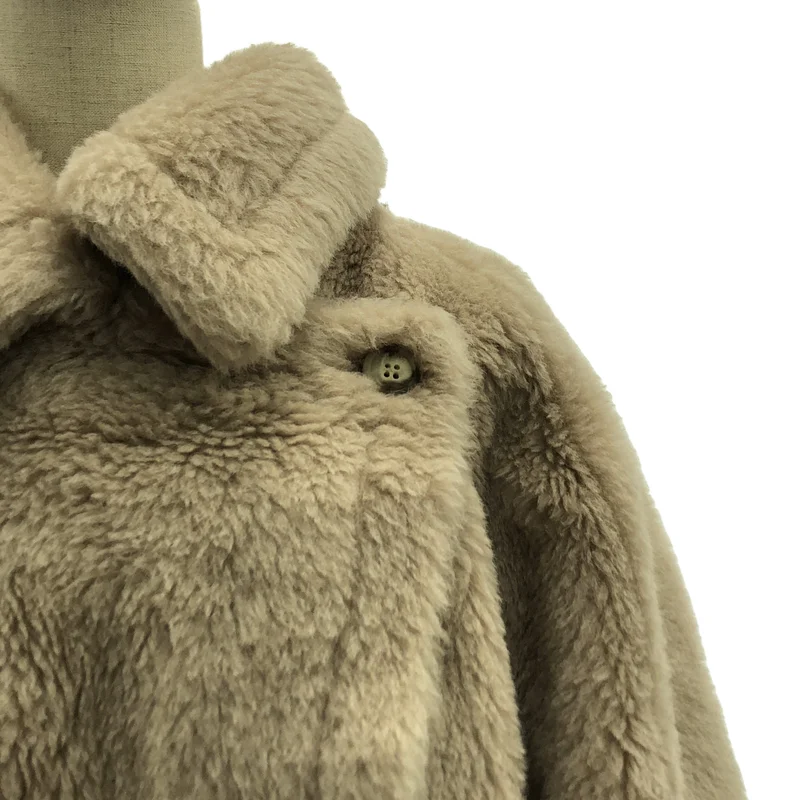 Max Mara / マックスマーラ | アルパカ シルクブレド ボア テディベア ケープ ポンチョ / ロゴ総裏地 | UNI | レディース
