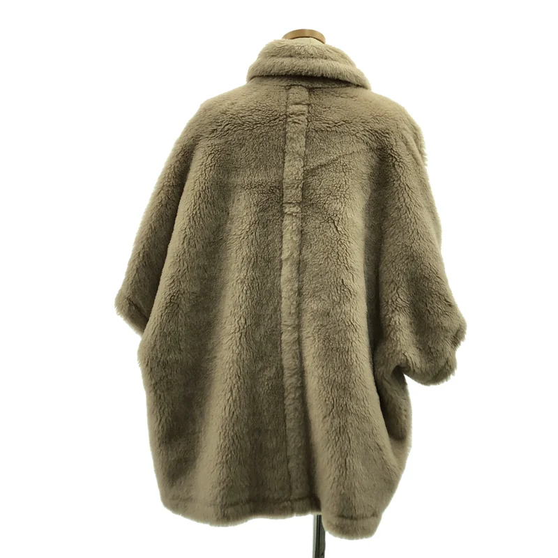 Max Mara / マックスマーラ | アルパカ シルクブレド ボア テディベア ケープ ポンチョ / ロゴ総裏地 | UNI | レディース