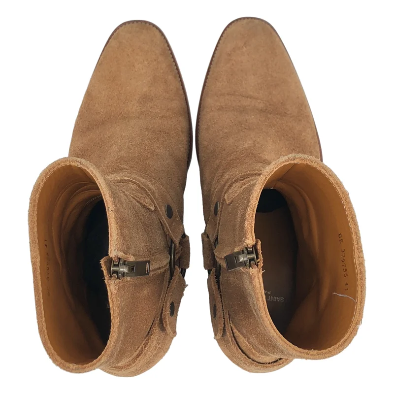SAINT LAURENT PARIS / サンローランパリ | Classic Wyatt Harness Suede Ring Boot / クラシックワイアット ハーネス スエード リングブーツ | 41 | メンズ